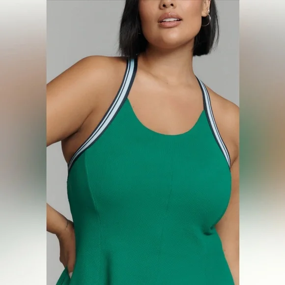 Anthropologie Kelly Green Crisscross Halter Mini Dress NWT M Athleisure Varsity - Picture 6 of 12